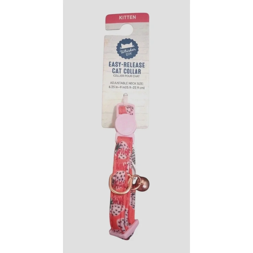 Whisker City Easy-Release Cat Kitten Collar Red Strawberry 6.2-9